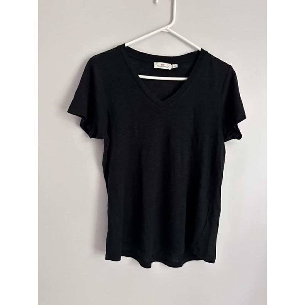 Vineyard Vines Black 100% Linen V-Neck Tee Oversized XS